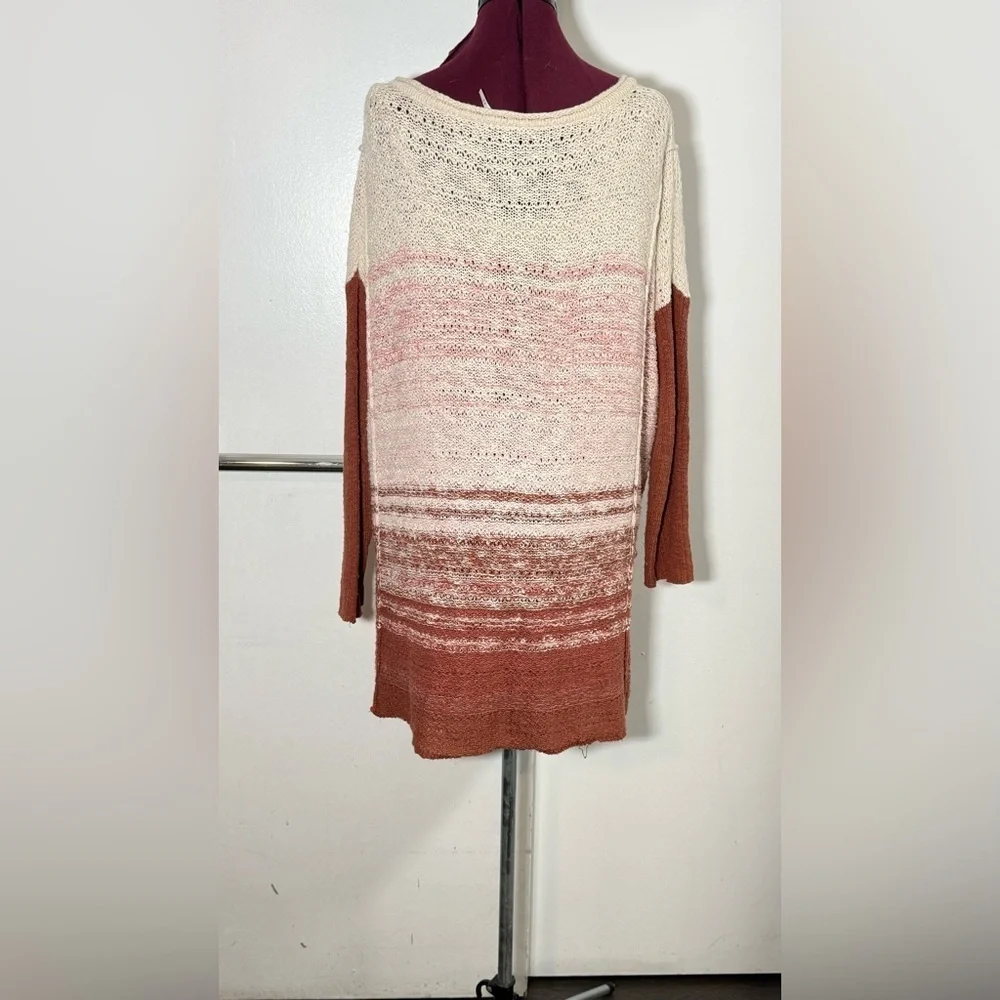 Free People Side Split Pullover Sweater Dress Women's Size M/L Cream Rust